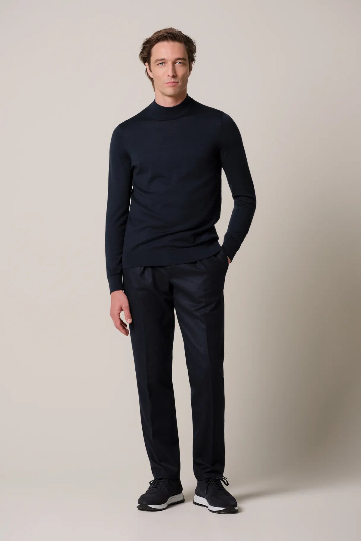 Mock Neck Pullover Navy