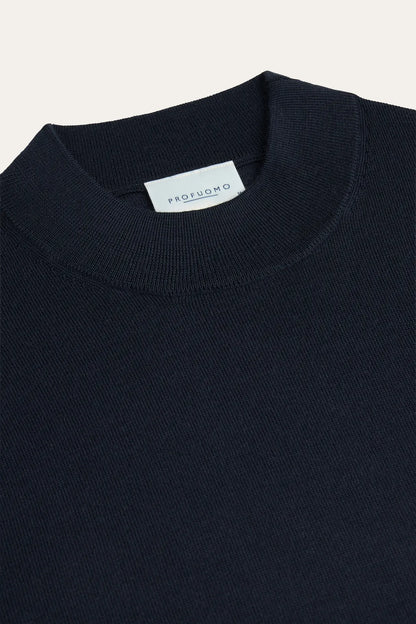 Mock Neck Pullover Navy