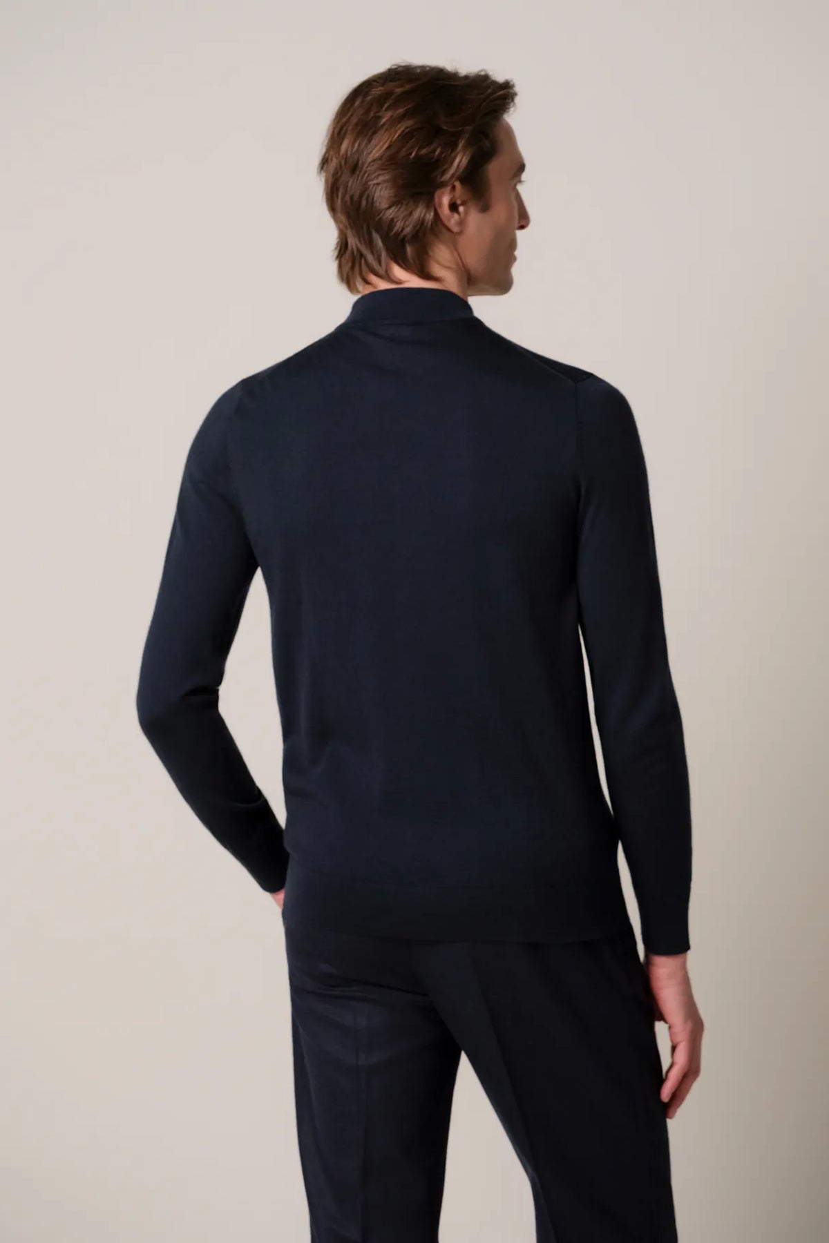 Mock Neck Pullover Navy
