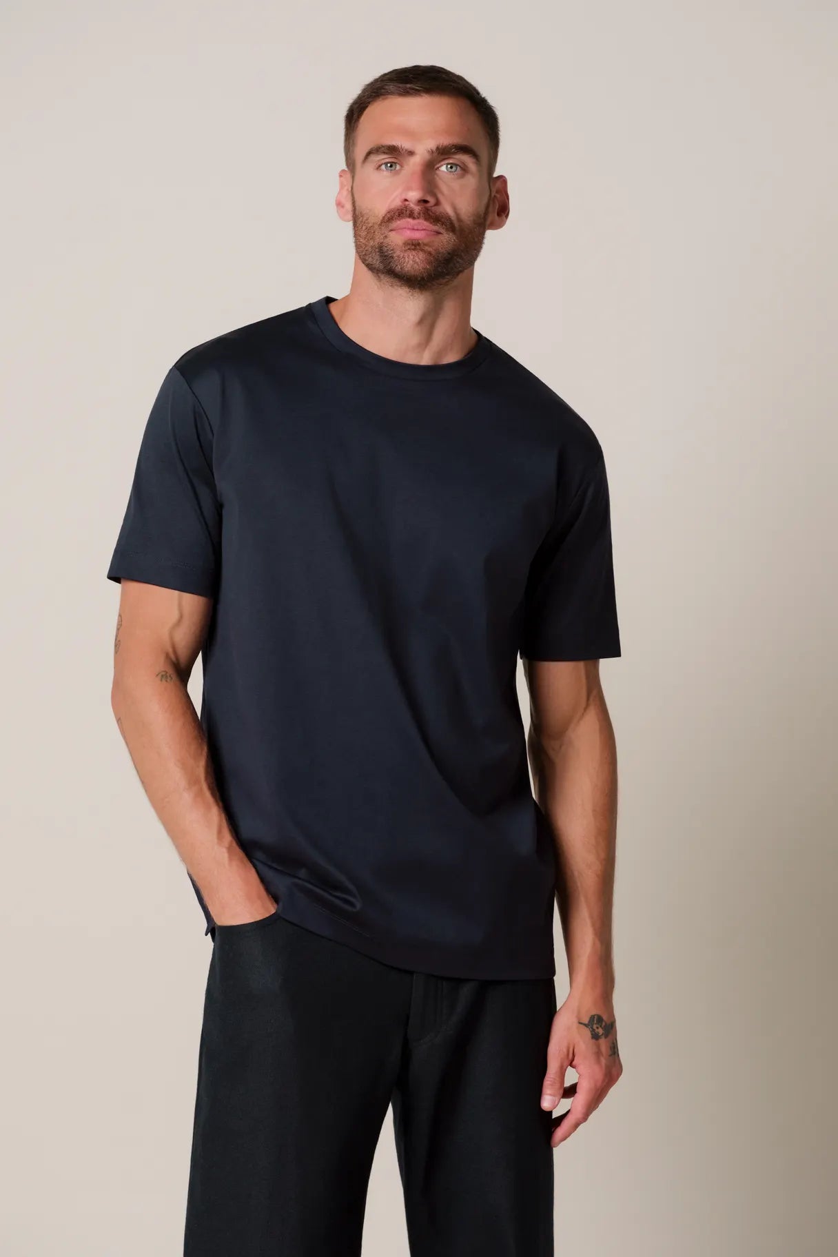 Crew Neck Short Sleeve T-Shirt Navy