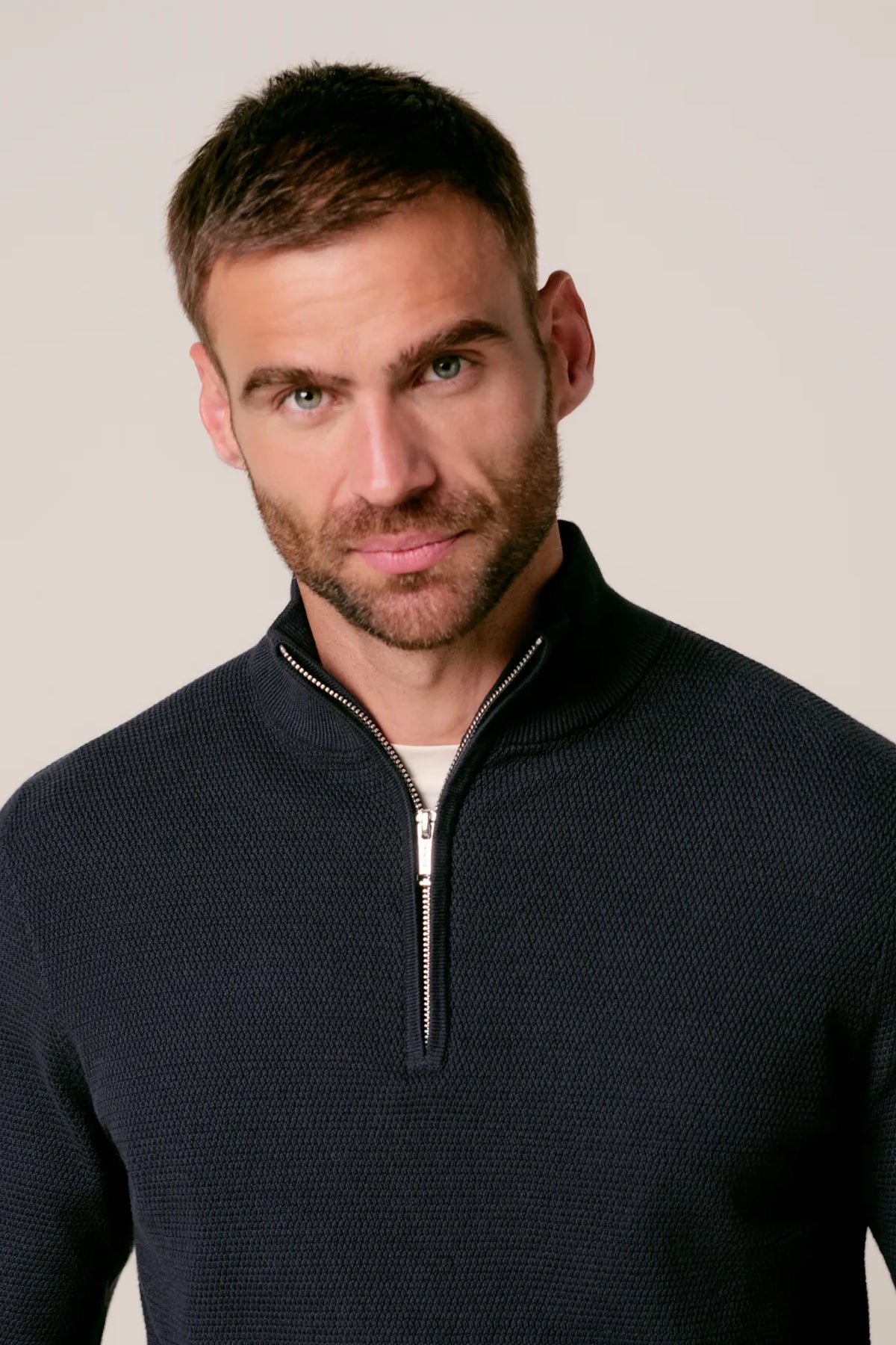 Navy Structured Half Zip Pullover