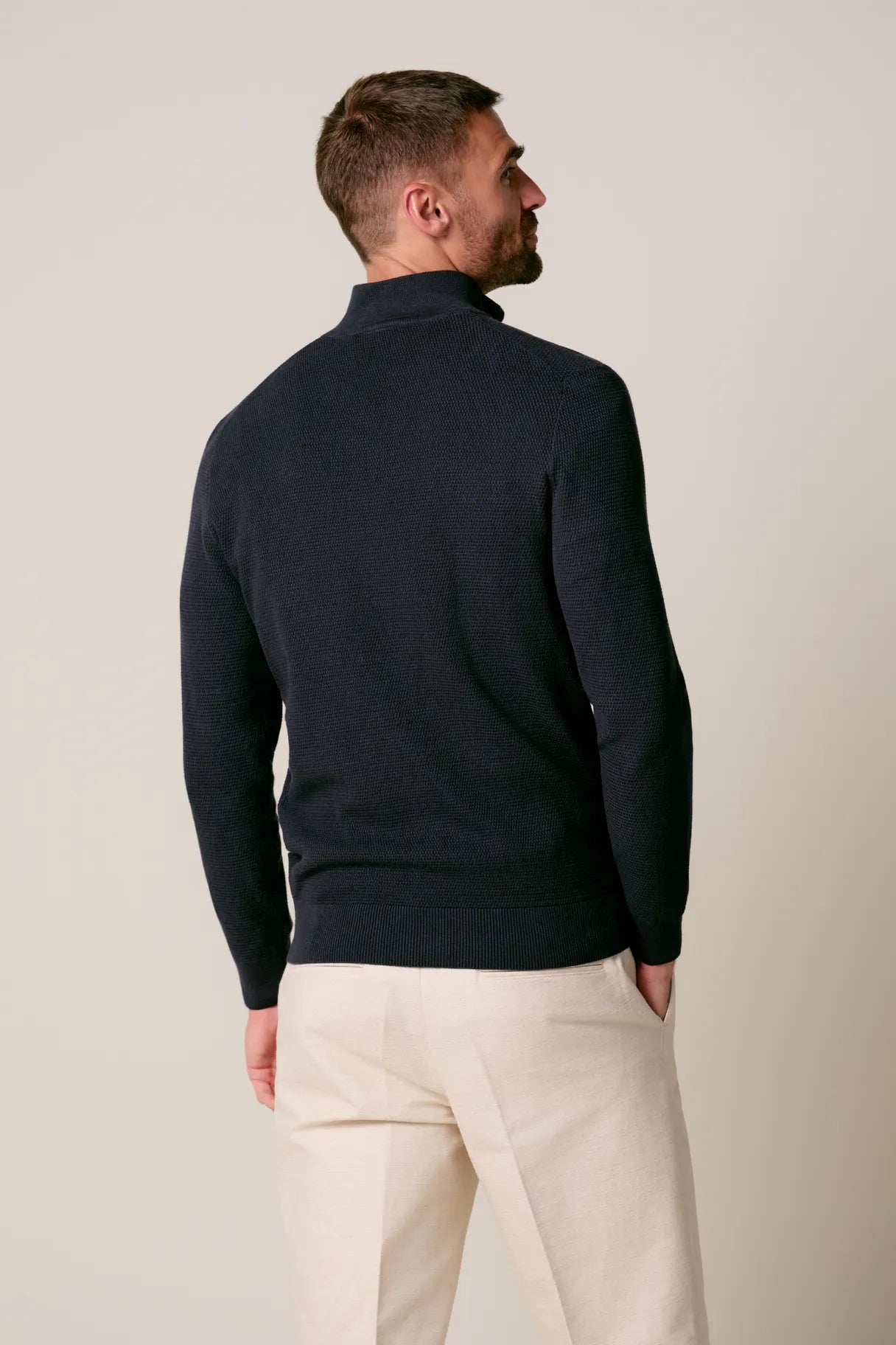 Navy Structured Half Zip Pullover