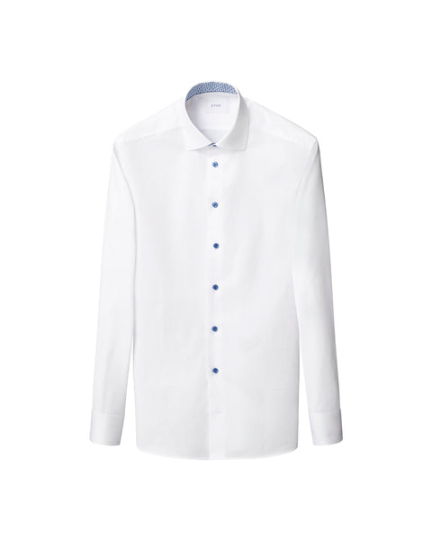 Geometric Effect Twill Shirt - White