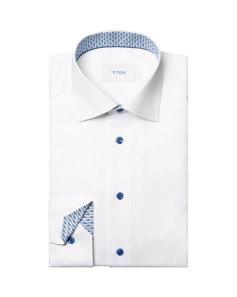 Geometric Effect Twill Shirt - White