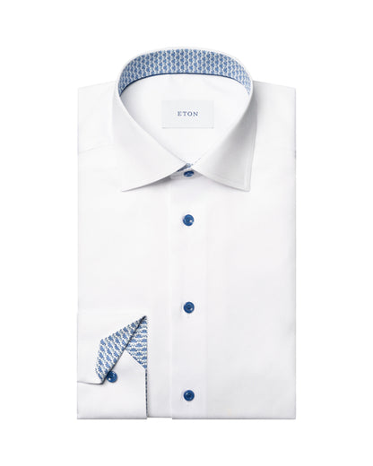 Geometric Effect Twill Shirt - White