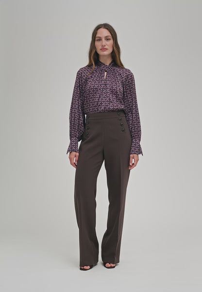Madelaine Blouse with Drape Detail in Eclipse Moonlight