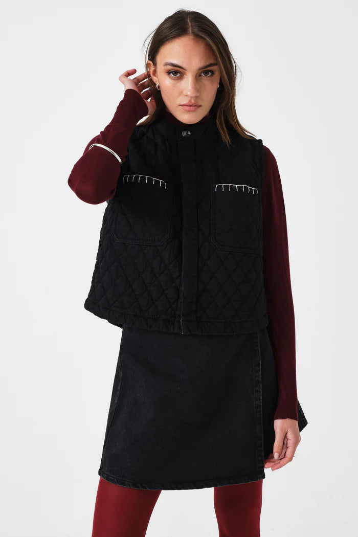Quilted Pablo Vest - Black