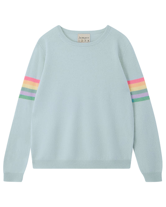 Rainbow Arms Cashmere Jumper - Blue-Jumper 1234-Lewis Yates