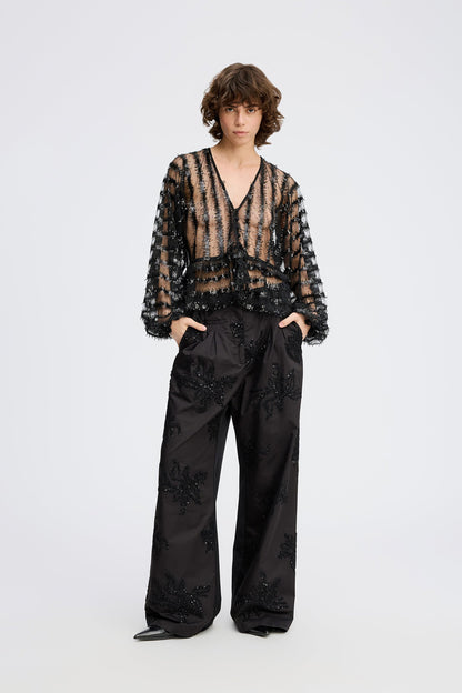 Remona Sheer Sequin Blouse Black-Munthe-Lewis Yates