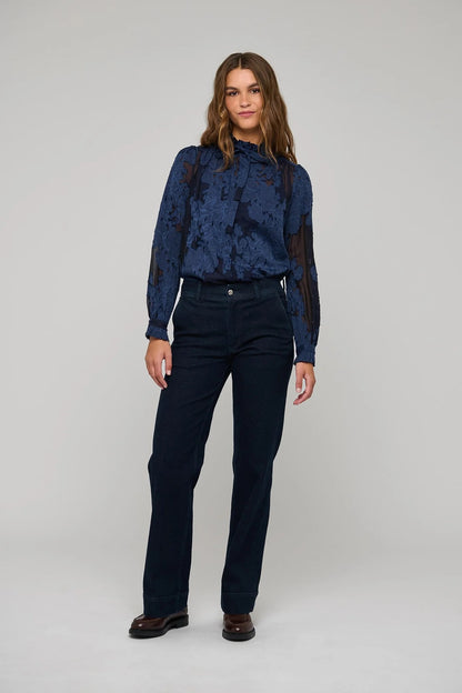 Rosita Sleeveless Blouse with Ruffles in Flora Imperial