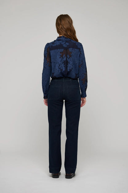 Rosita Sleeveless Blouse with Ruffles in Flora Imperial