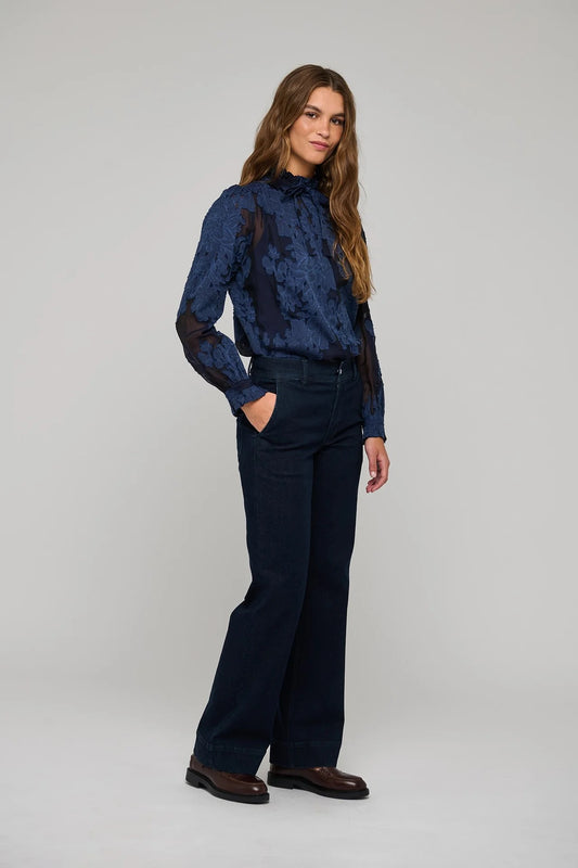 Rosita Sleeveless Blouse with Ruffles in Flora Imperial-Dea Kudibal-Lewis Yates