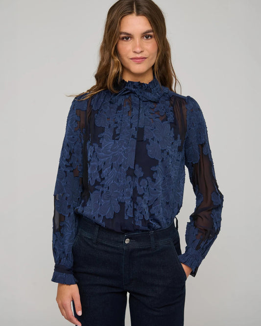 Rosita Sleeveless Blouse with Ruffles in Flora Imperial-Dea Kudibal-Lewis Yates