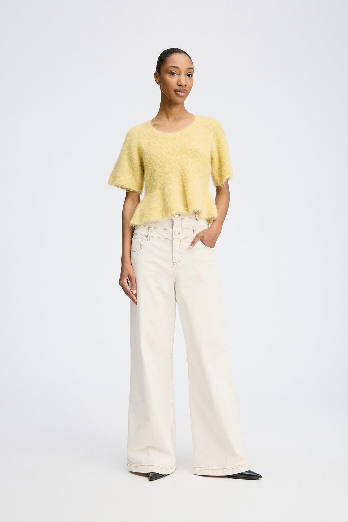 Rylaline Short-Sleeved Knit Top Lemon-Munthe-Lewis Yates
