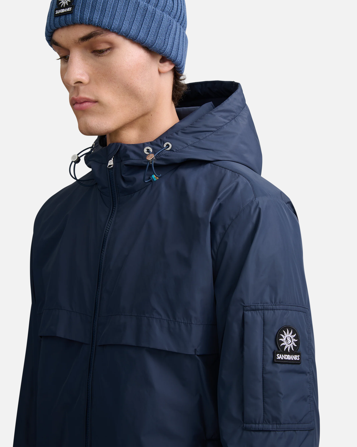Hooded Nylon Windcheater Navy