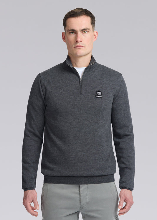 Merino Quarter Zip Jumper Anthracite