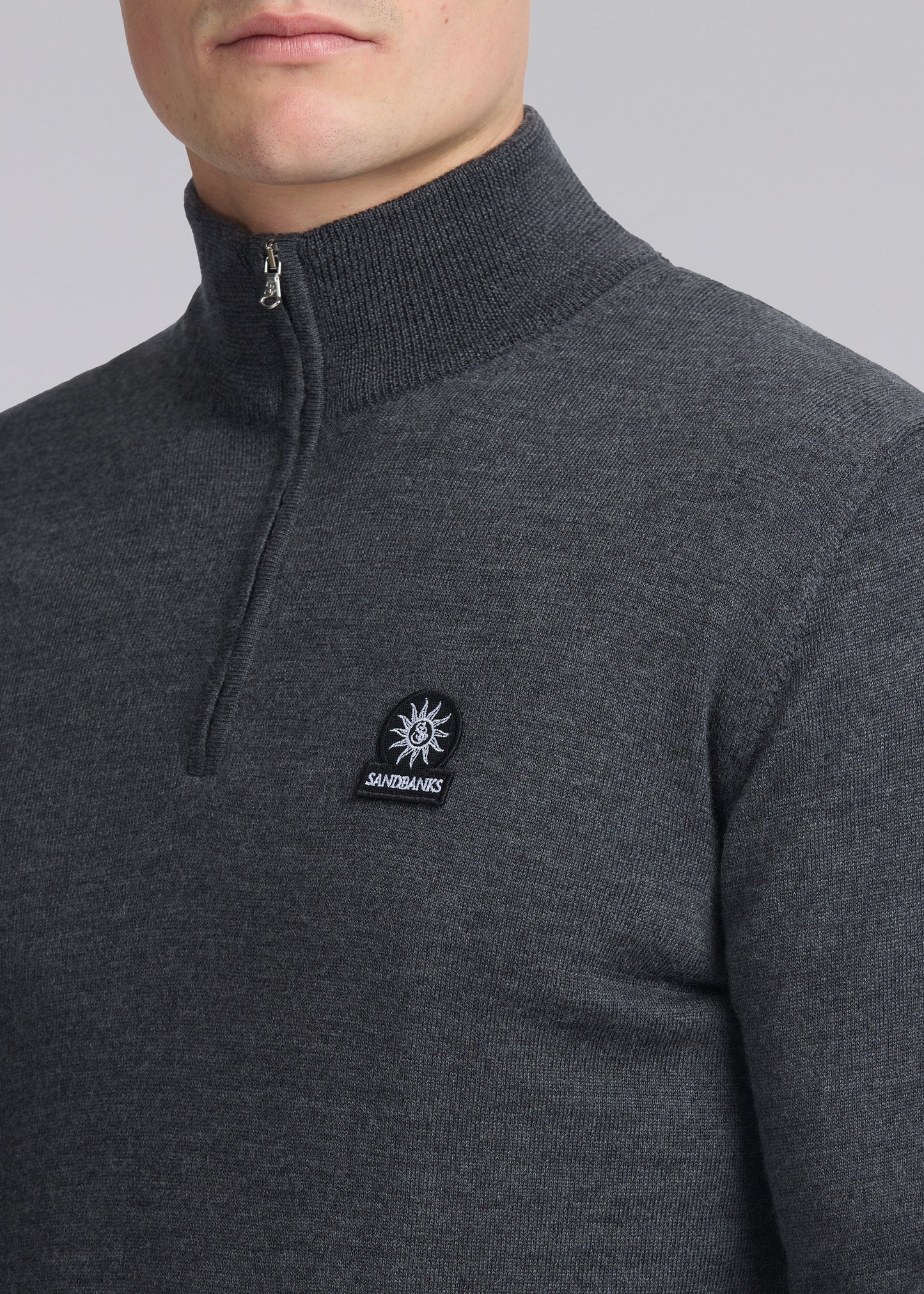 Merino Quarter Zip Jumper Anthracite