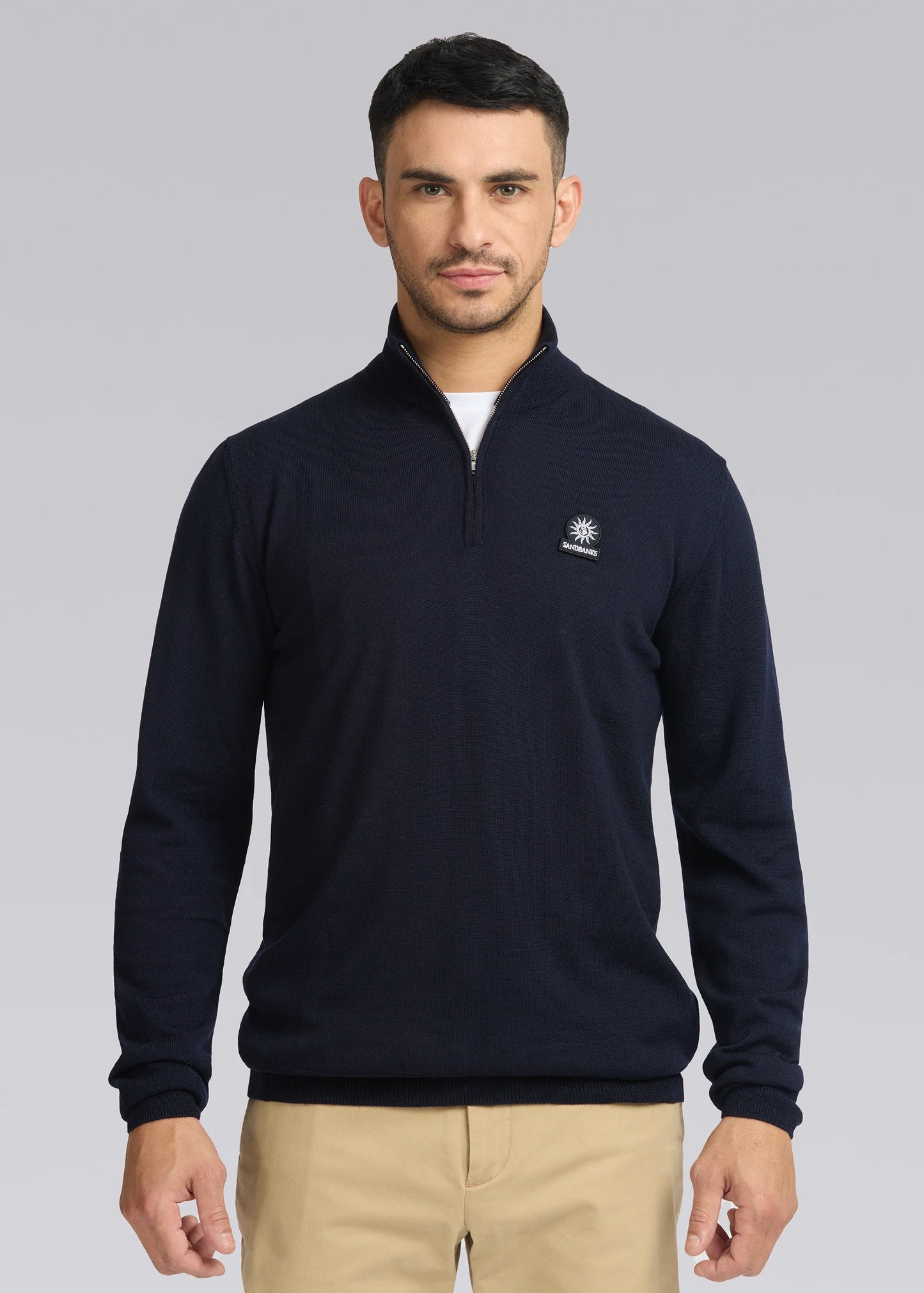Merino Quarter Zip Jumper Navy