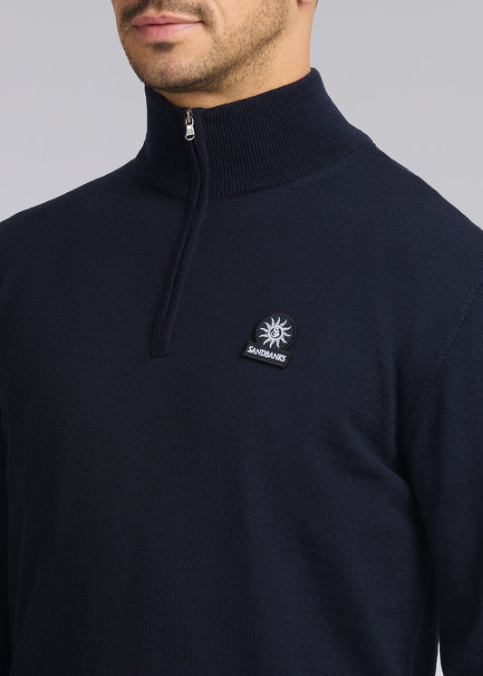 Merino Quarter Zip Jumper Navy