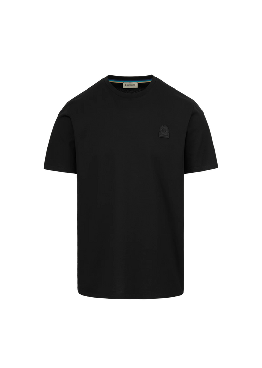 Sandbanks Rubber Badge T-Shirt - Black-Sandbanks-Lewis Yates