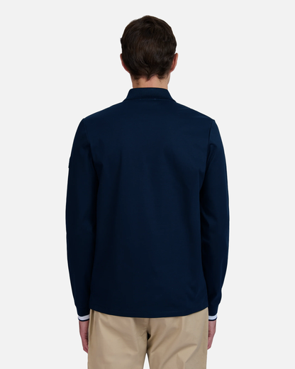 Silicone Zip Long Sleeve Polo Shirt Navy
