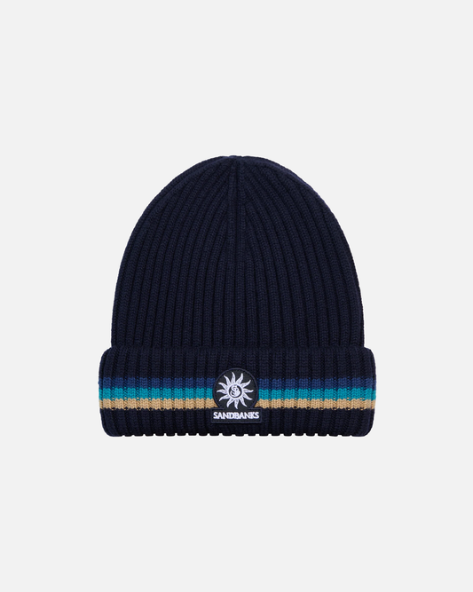 Tri-Colour Stripe Beanie Navy