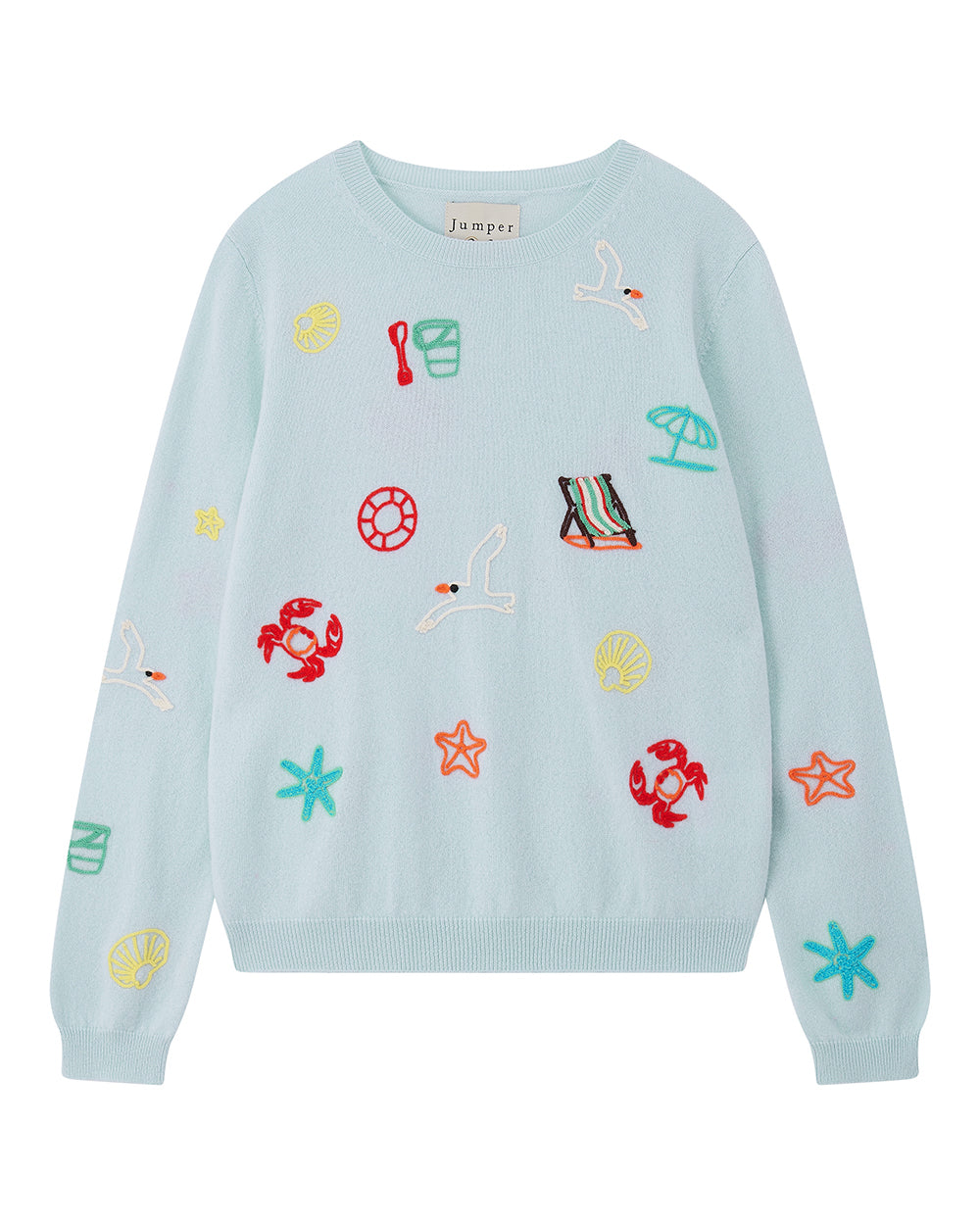 Seaside Tribute Cashmere Crew Jumper Blue-Jumper 1234-Lewis Yates