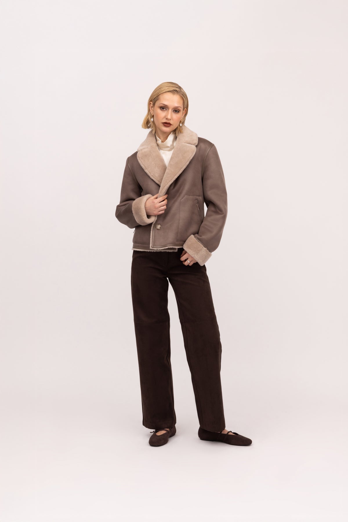 Short Faux Jacket - Taupe-Urban Code-Lewis Yates