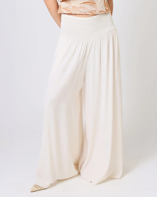 Aurora Wide Leg Trouser - Cream Tea