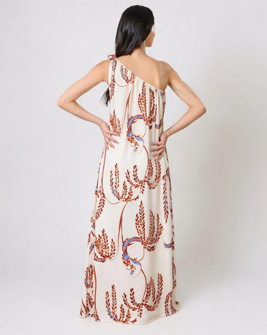 Birds Of A Feather One Shoulder Sunset Dress