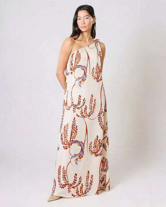 Birds Of A Feather One Shoulder Sunset Dress