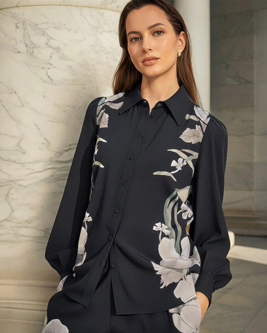 Umas Shirt with Details in Reverie Midnight-Dea Kudibal-Lewis Yates