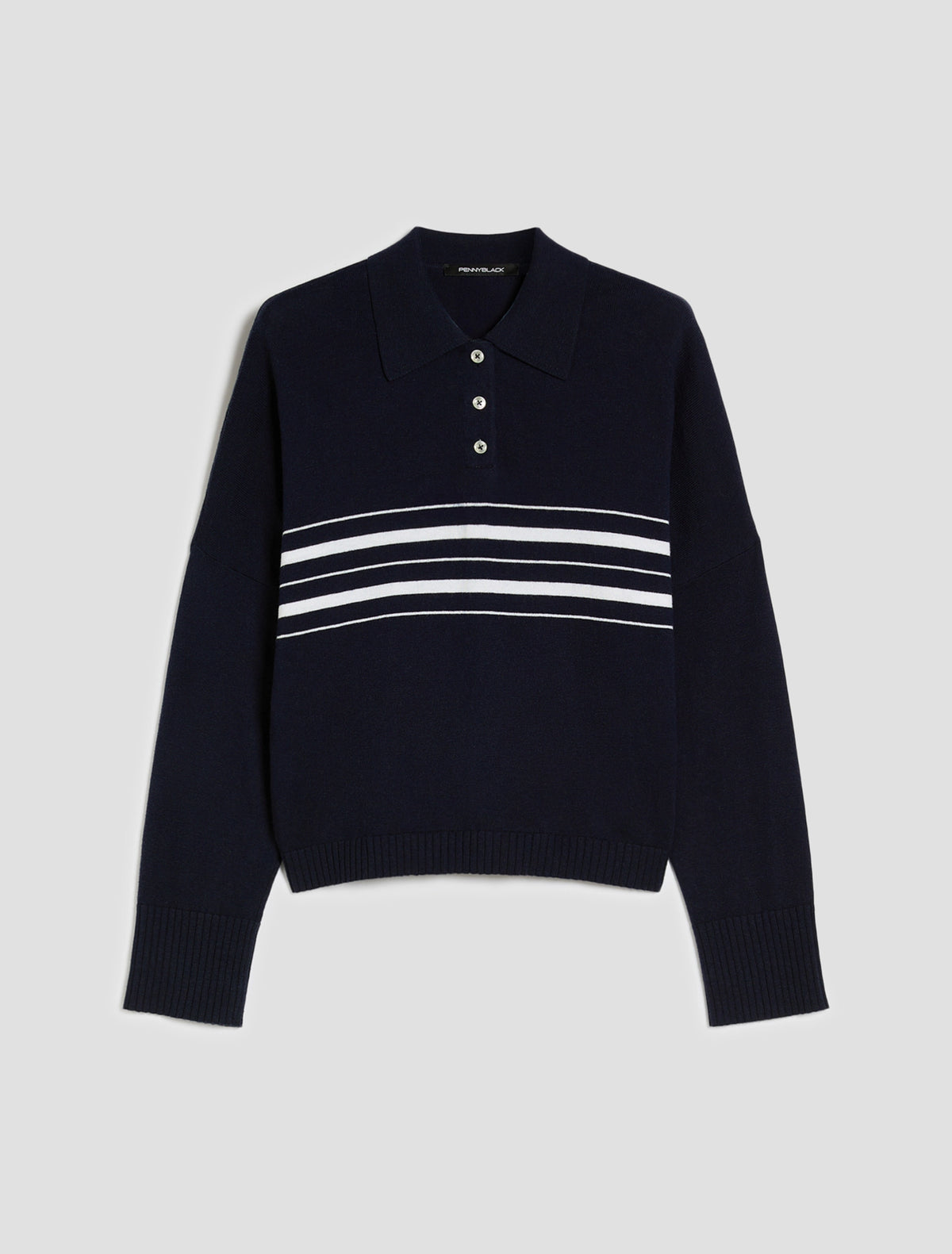 Umile Knitted Polo Shirt-Penny Black-Lewis Yates