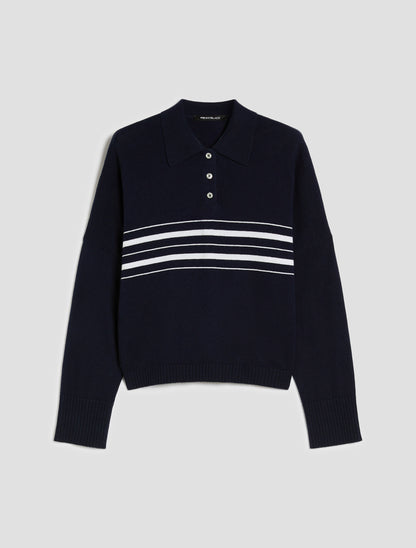 Umile Knitted Polo Shirt-Penny Black-Lewis Yates