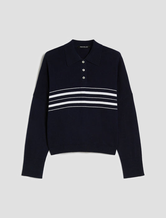 Umile Knitted Polo Shirt-Penny Black-Lewis Yates