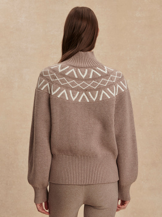 Marcie Fairisle Sweater - Light Taupe