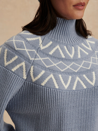 Marcie Fairisle Sweater - Glacier Blue