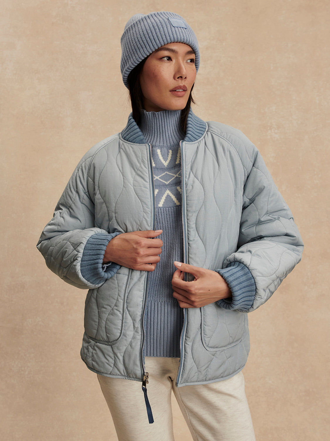 Serina Reversible Quilt Jacket - Blue