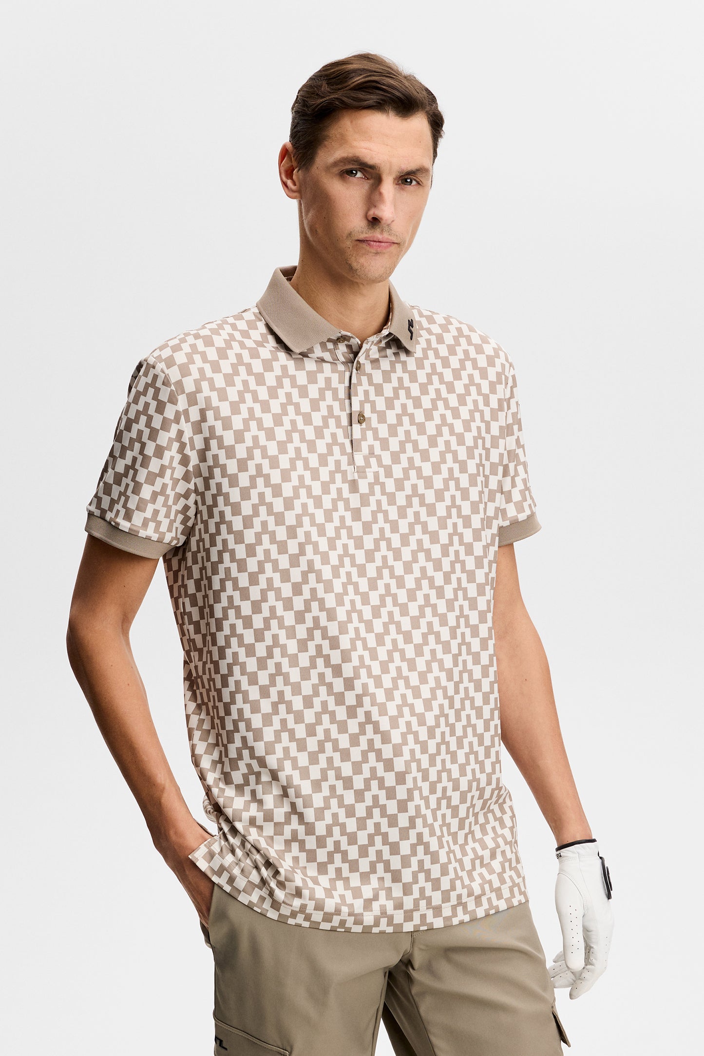 Tour Tech Print Polo Shirt - Bridge Stack Brindle