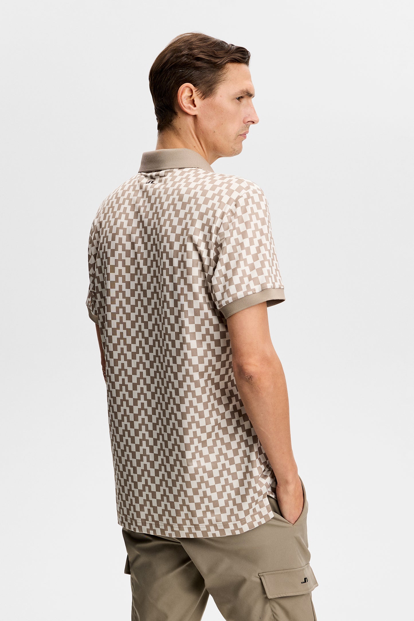 Tour Tech Print Polo Shirt - Bridge Stack Brindle