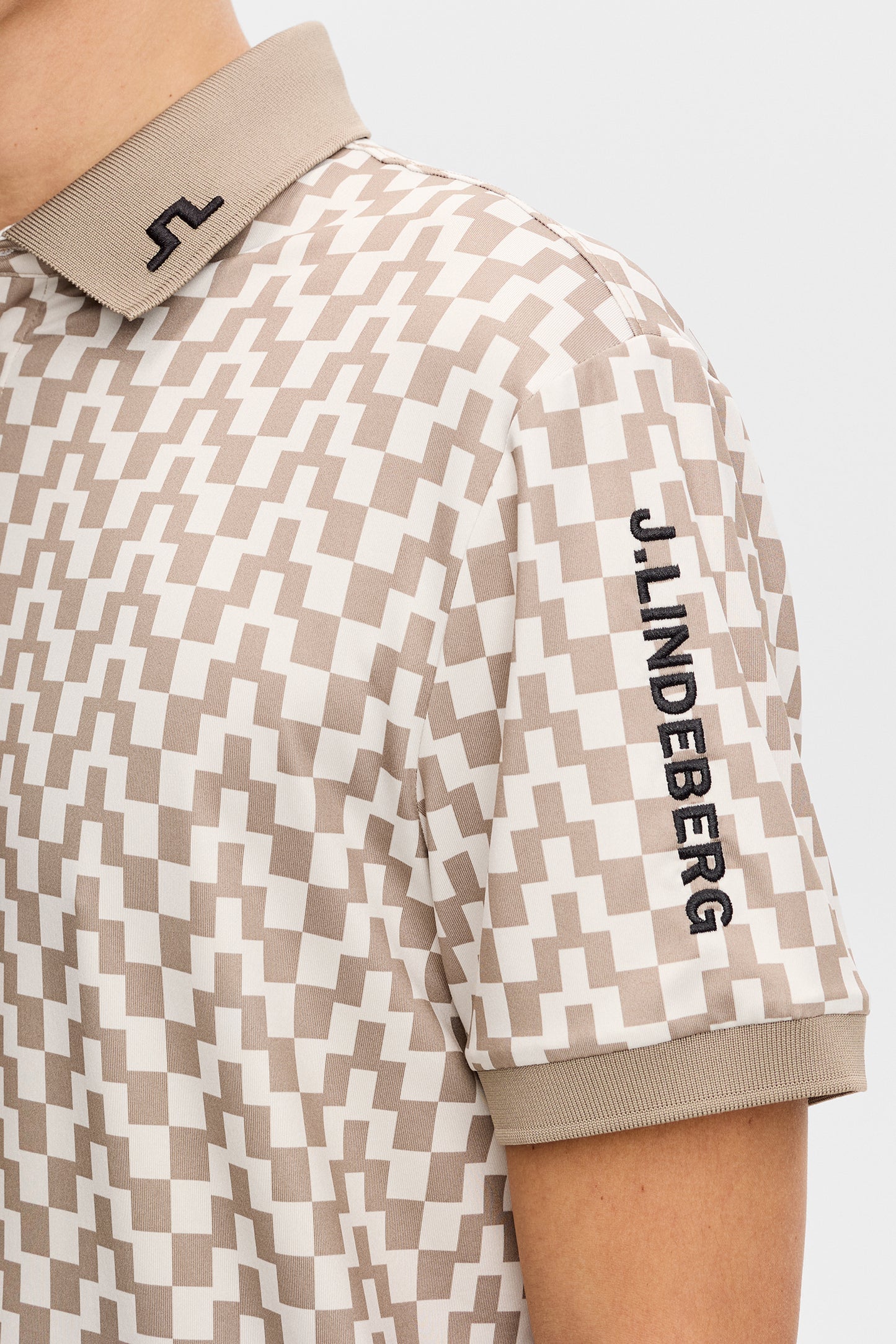 Tour Tech Print Polo Shirt - Bridge Stack Brindle