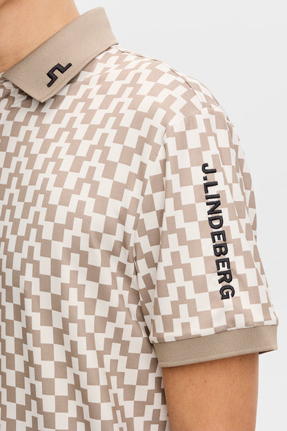 Tour Tech Print Polo Shirt - Bridge Stack Brindle
