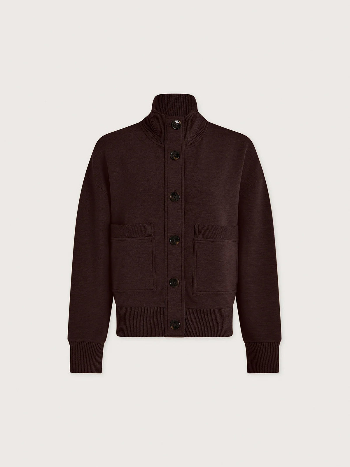 Bronya Button Placket Sweat - Coffee Bean Marl