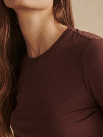 Edna Long Sleeve Fitted Tee - Mahogany