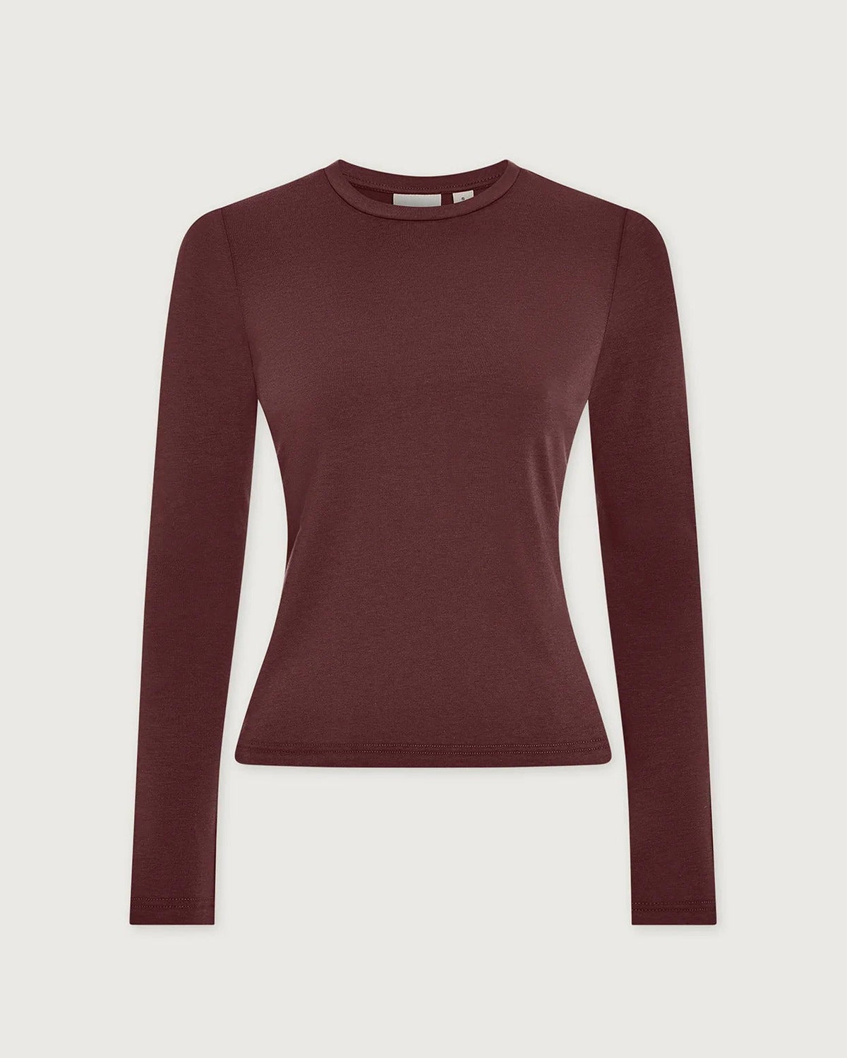 Edna Long Sleeve Fitted Tee - Mahogany