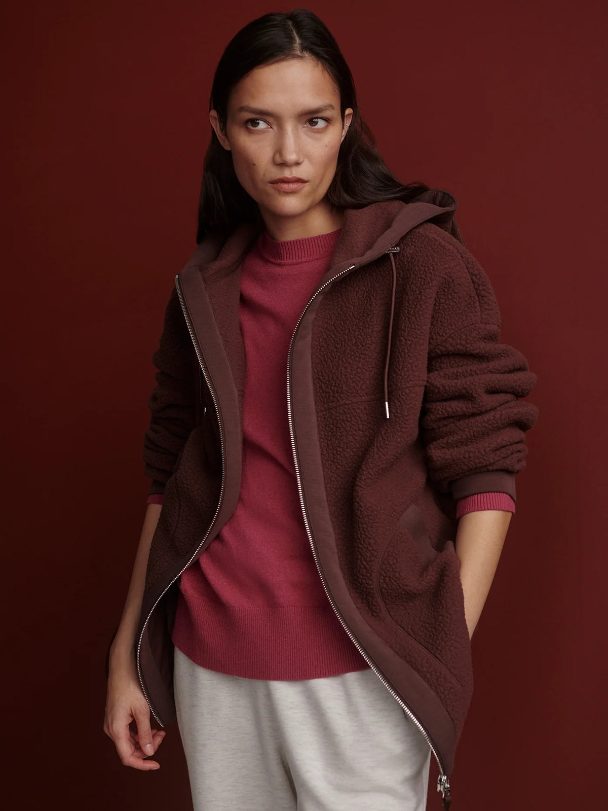 Fey Relaxed Fleece - Mahogany