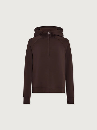 Karo Half Zip Hooded Active Sweat - Coffee Bean
