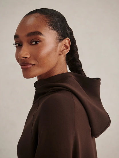 Karo Half Zip Hooded Active Sweat - Coffee Bean