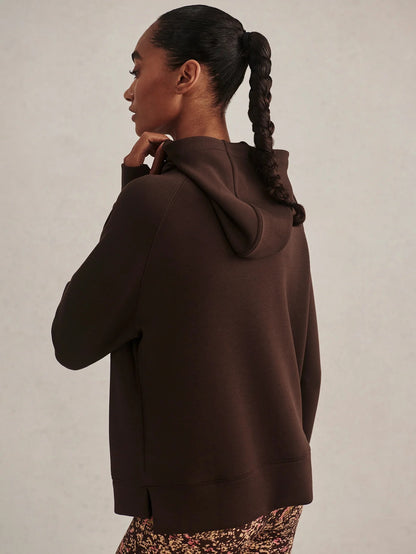 Karo Half Zip Hooded Active Sweat - Coffee Bean