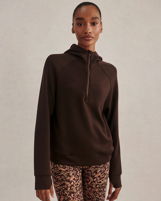Karo Half Zip Hooded Active Sweat - Coffee Bean